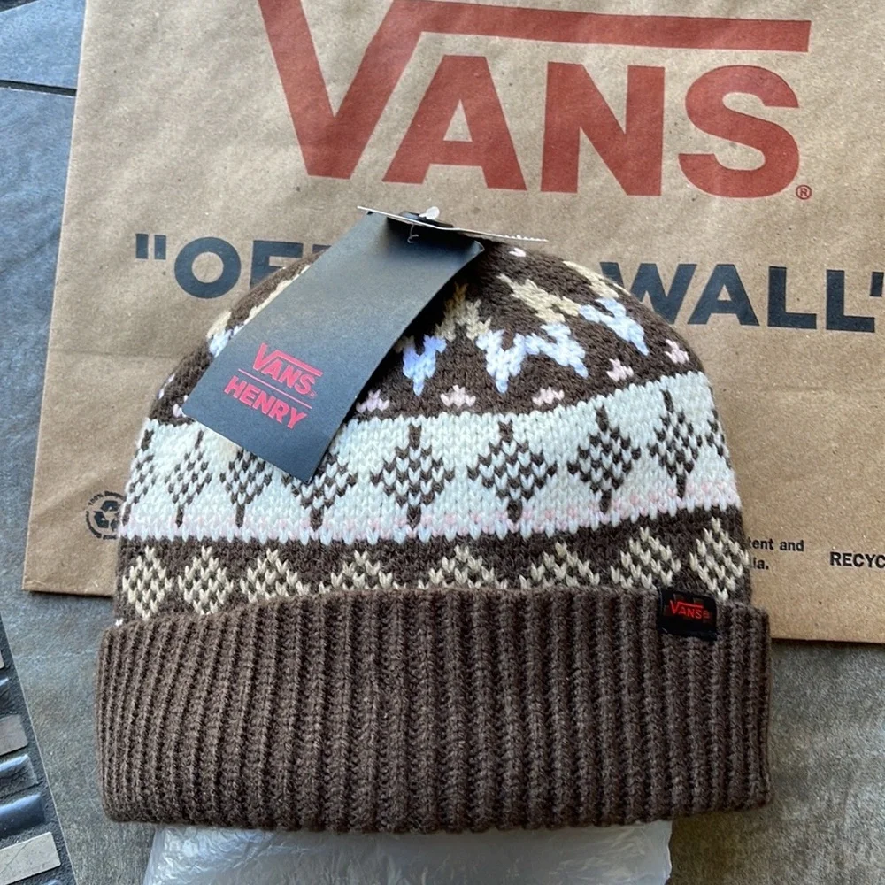 Vans VANS Jucti Brown Ornament Beanie Skateboarding Hat Women Men VN0A5KIR3N1 - Picture 7 of 16